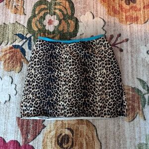 Cache Vintage Leopard Print Mini Skirt with Blue Trim
